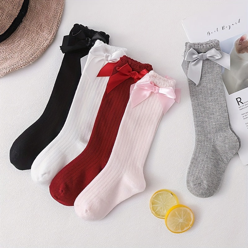 2pairs Baby Girls Kids Bowknot Princess Socks Spring Autumn Children's Socks