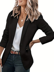 Solid Long Sleeve Office Blazer