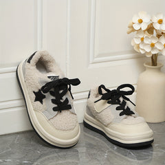 Casual Star Decor Lace Up Skateboard Shoes For Girls