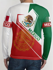 Mexico Eagle Pattern Men's 2 Piece Outfits Long Sleeve T-shirt & Sweatpants Set