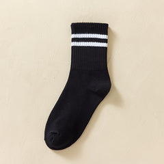 3 Pairs Girls Striped Crew Socks for Autumn Winter