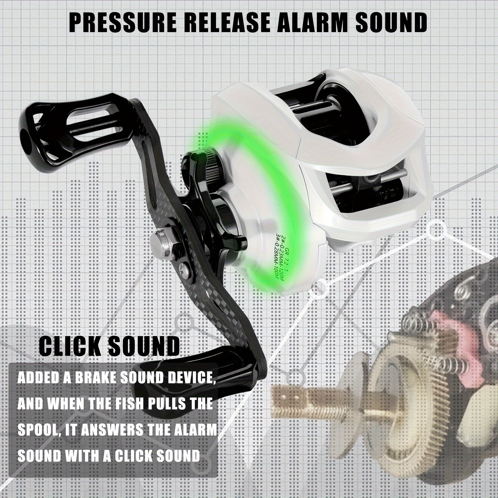 Waterproof Light Baitcasting Reel 7.2:1 Gear Ratio Fishing Reel