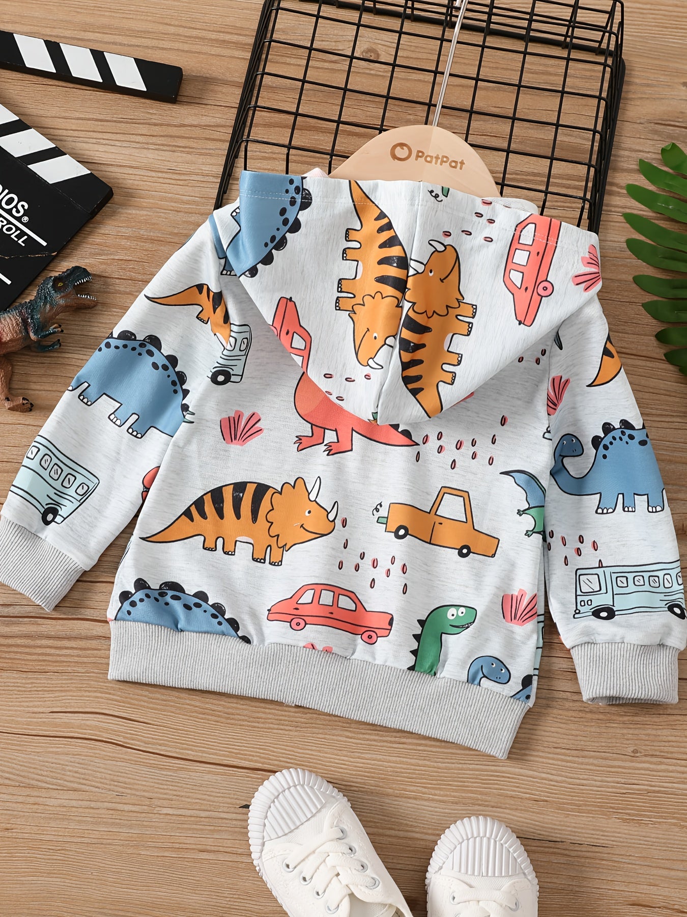 Boys Dino Car Print Sweatsuit Hoodie Coat