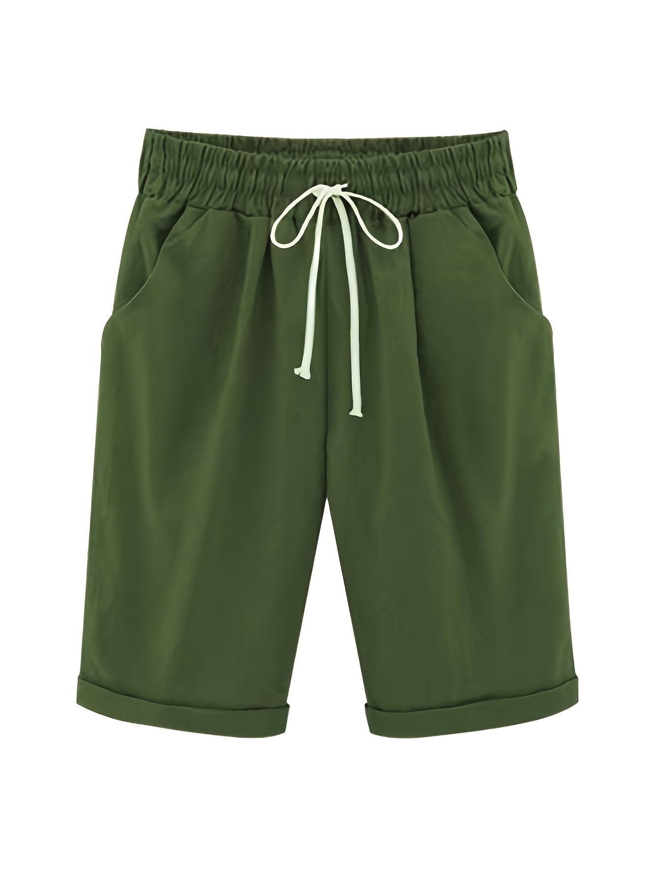 High Rise Drawstring Shorts Women's Plus Solid Casual S