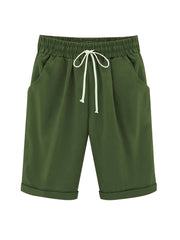 High Rise Drawstring Shorts Women's Plus Solid Casual S