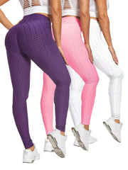 High Waist Honeycomb Yoga Pants Butt Lifting Leggings
