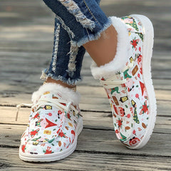 Women's Christmas Snow Boots, Dwarf & Snowflake Patterns, Plus Plush