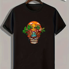 Creative Skull Print Men's Graphic T-shirt for Summer