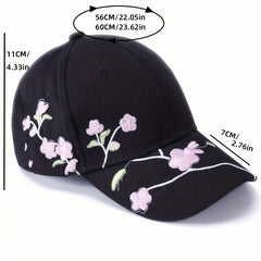 Peach Blossom Baseball Hat Embroidered Flower Cap