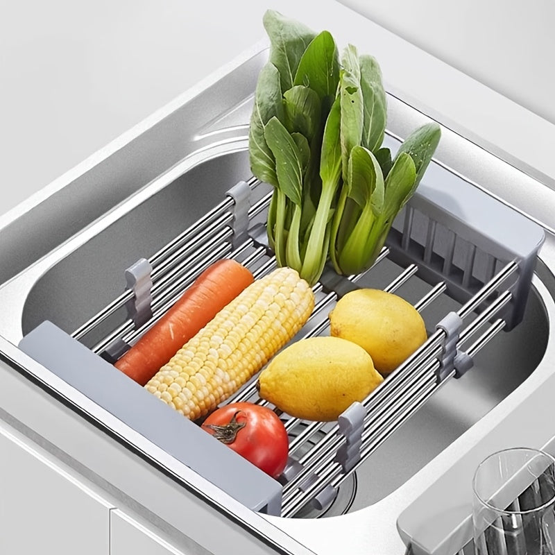 Retractable Sink Drain Rack Stainless Steel Over Sink Dish Drying Rack