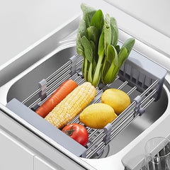 Retractable Sink Drain Rack Stainless Steel Over Sink Dish Drying Rack