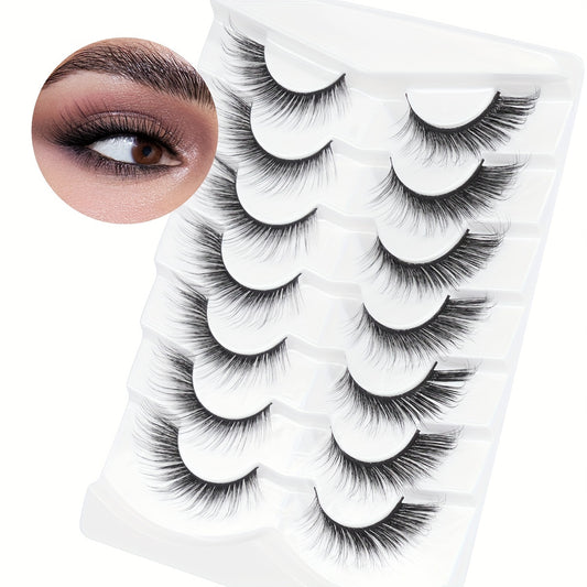 7 Pairs Fox Eye False Eyelashes Natural Cat Eye Lashes 3D Faux Mink