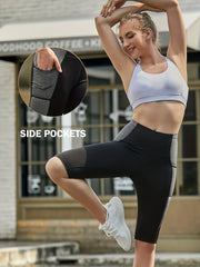 Women's High Waist Yoga Shorts with Side Pockets