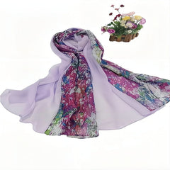 Silk Ladies Sun Protection Shawl Warm Printed Scarf