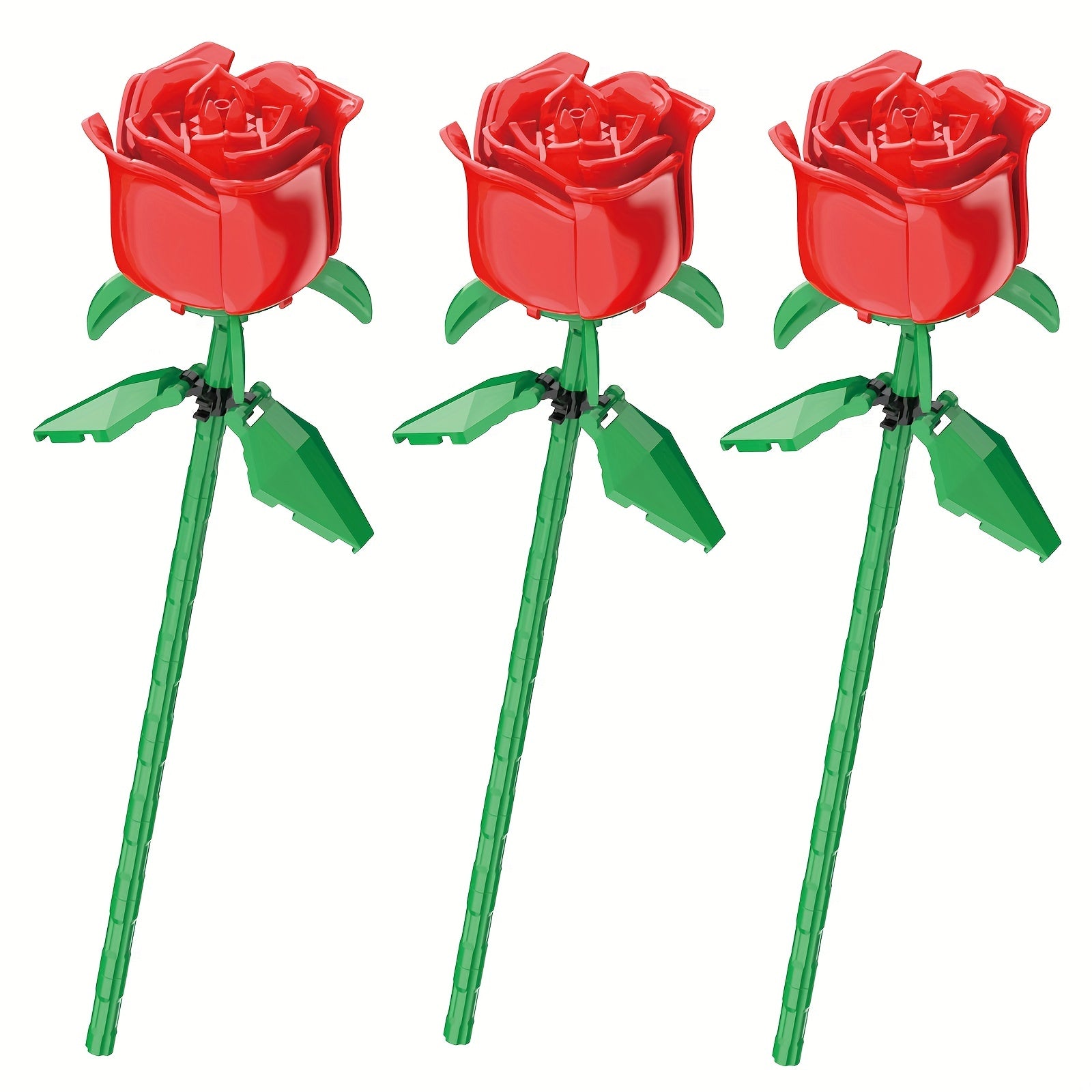 3pcs Roses Building Blocks Colorful Flower Toys Decoration