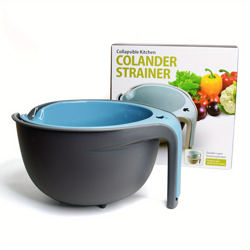 2-In-1 Colander Bowl Double Layer Drain Basket Multifunction Strainer