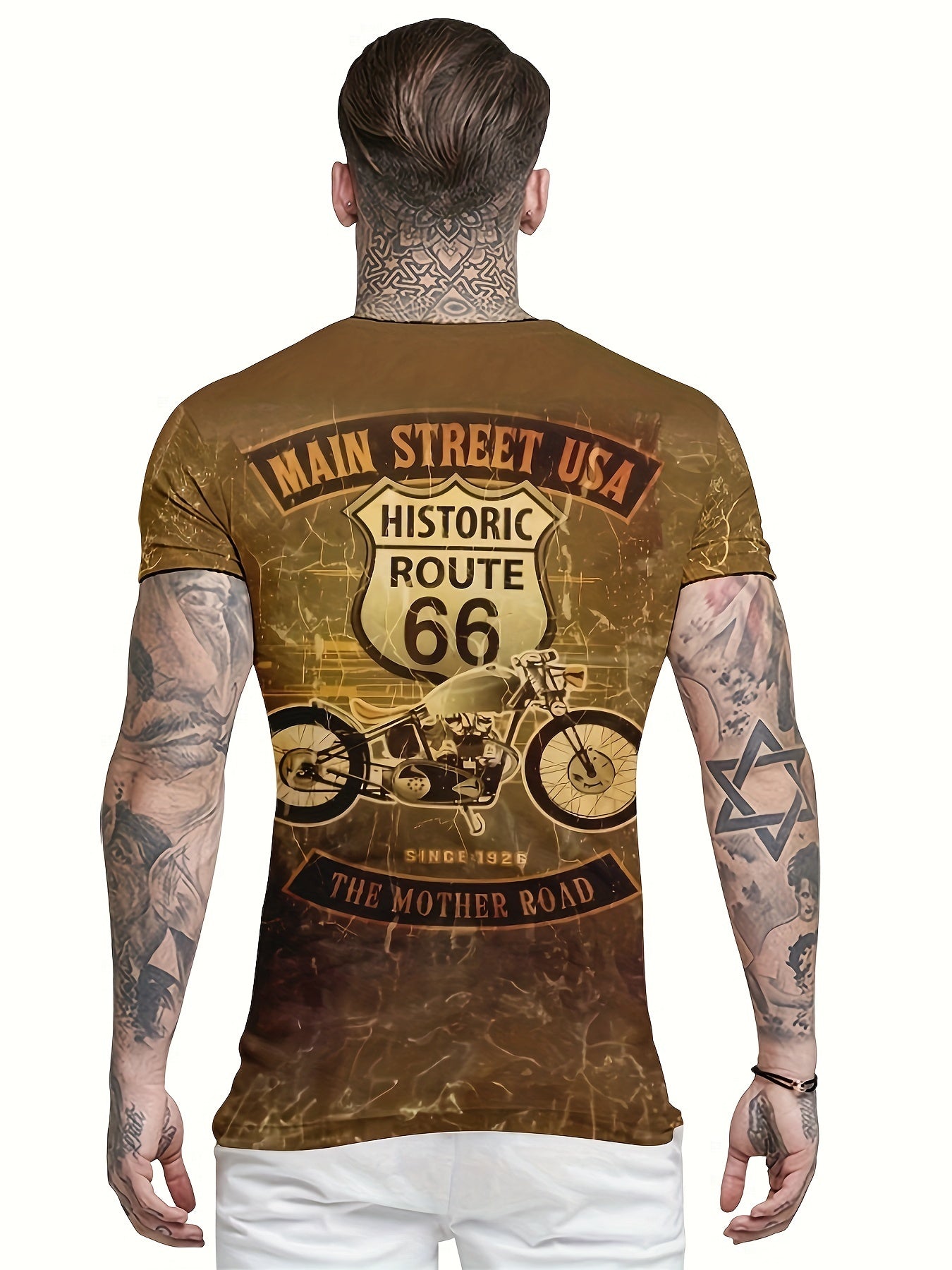Men's Motorcycle Print T shirt Round Neck Tee Shirt For Summer