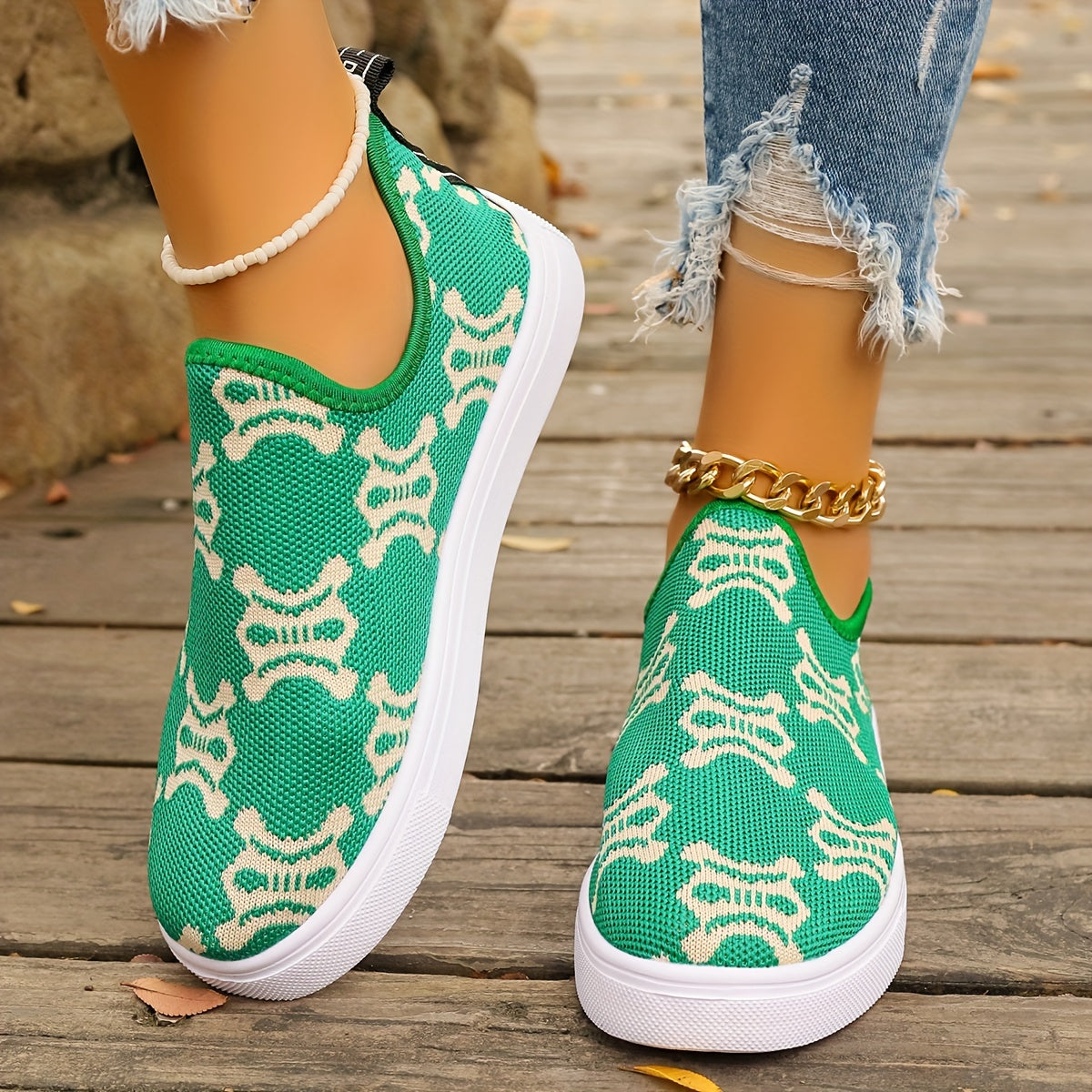 Dance Lion Pattern Slip on Running Shoes for Women Chinese Year Casual Sneakers