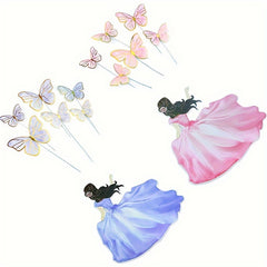 7pcs Women Butterflies Cake Toppers Birthday Baking Decor