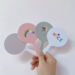 Cartoon Makeup Hand Mirror, Portable Cosmetic Touch up Mirror