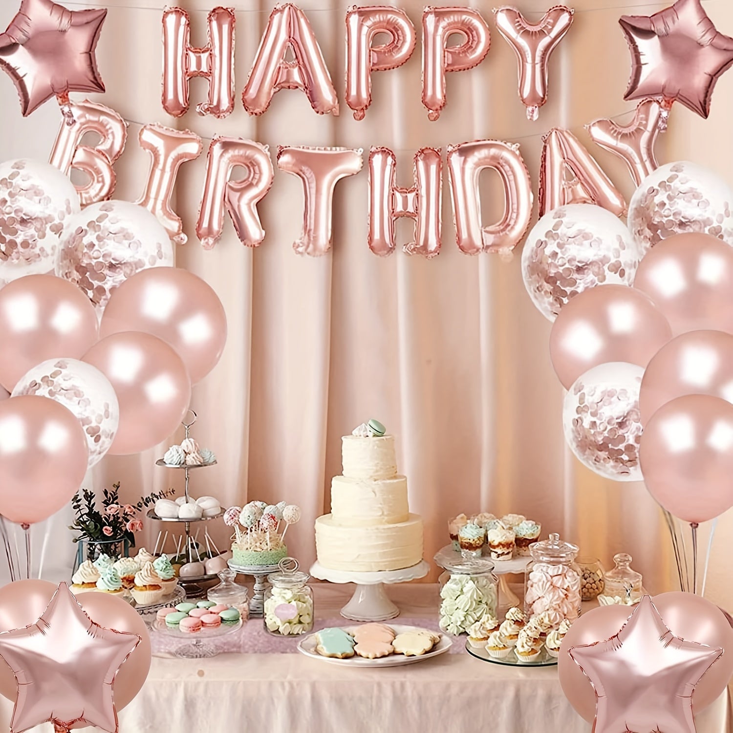 32pcs Birthday Decorations Balloons Set for Women and Girls Party