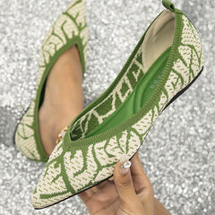 Women's Knit Flats Shoes Comfy Pointed Toe Slip On Soft Sole Anti skid Shoes