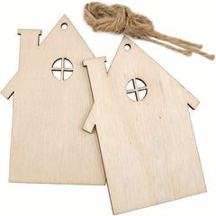 10pcs Wooden House Cutout Ornaments for Wedding Birthday Christmas