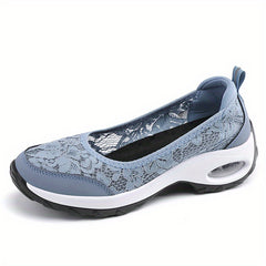 Women's Lace Mesh Sneakers Lightweight Slip On Outdoor Shoes
