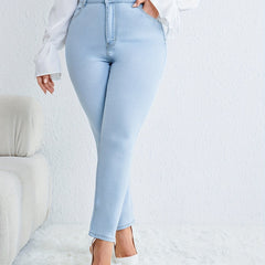 Solid Button Fly Skinny Jeans