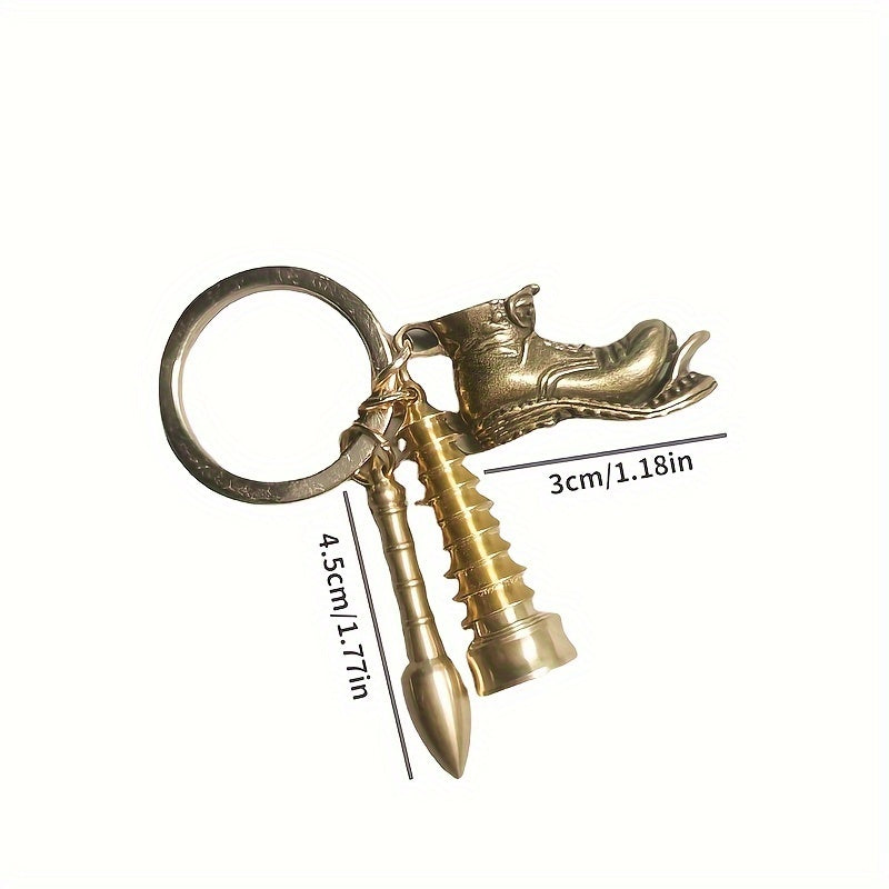 Brass Tower Pen Keychain Pendant Gift For Men Women