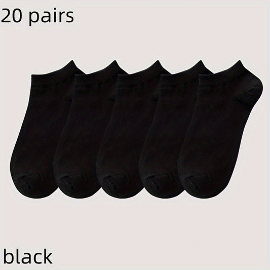 Breathable Low Cut Ankle Socks for Men and Women - 20 Pairs