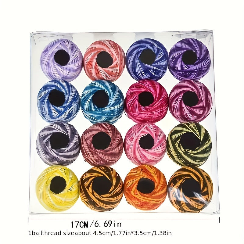 16pcs Cross Stitch Embroidery Set Portable Crochet Cotton Thread DIY Knitted