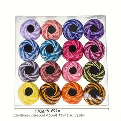 16pcs Cross Stitch Embroidery Set Portable Crochet Cotton Thread DIY Knitted