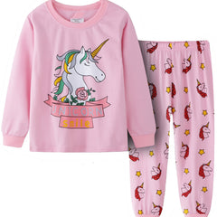 Girls Unicorn Print Pajamas Long Sleeve Top & Pants Set