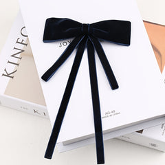 Velvet Double Layer Ribbon Bow Tie French Style Dress Brooch