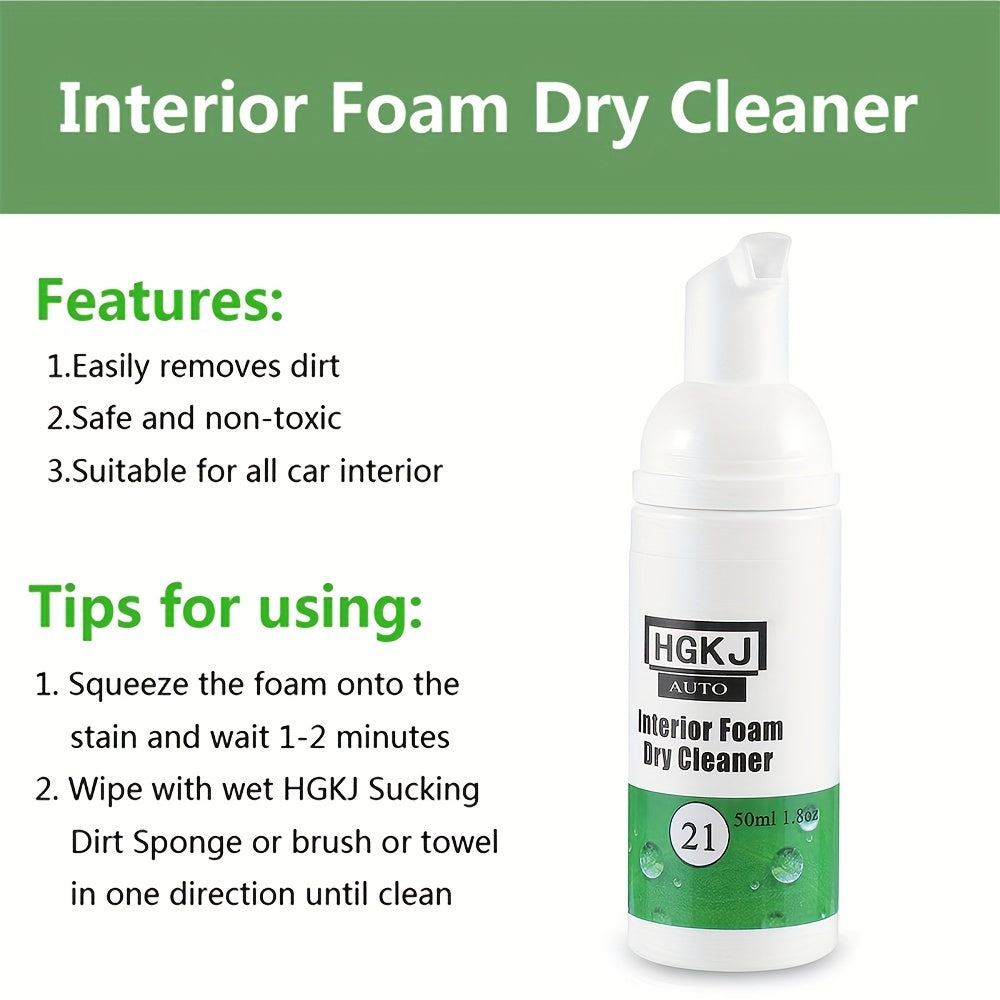 50ml Car Interior Cleaning Foam Dry Cleaner - Dashboard Sofa Stains Dust Remover