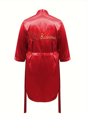 Women's Plus Satin Butterfly Print Half Sleeve Robe