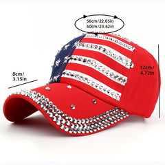 Stylish Rhinestone Flag Baseball Cap for Men