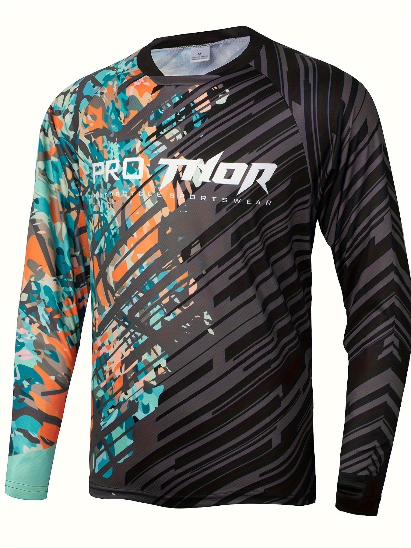Men's Camo Long Sleeve Crew Neck Motorcycling T-shirt