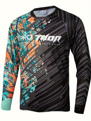 Men's Camo Long Sleeve Crew Neck Motorcycling T-shirt