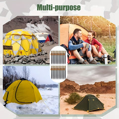 12pcs Heavy Duty Tent Stakes w/ Reflective Rope for Camping, Hiking