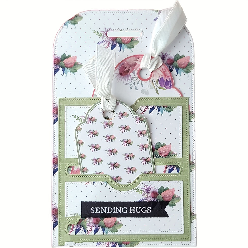1pc Stitched Pocket Tag Set Metal Cutting Dies For DIY Album Paper Card