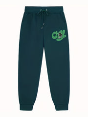 Chill Print Joggers Men's Casual Loose Fit Stretch Waist Drawstring Pants