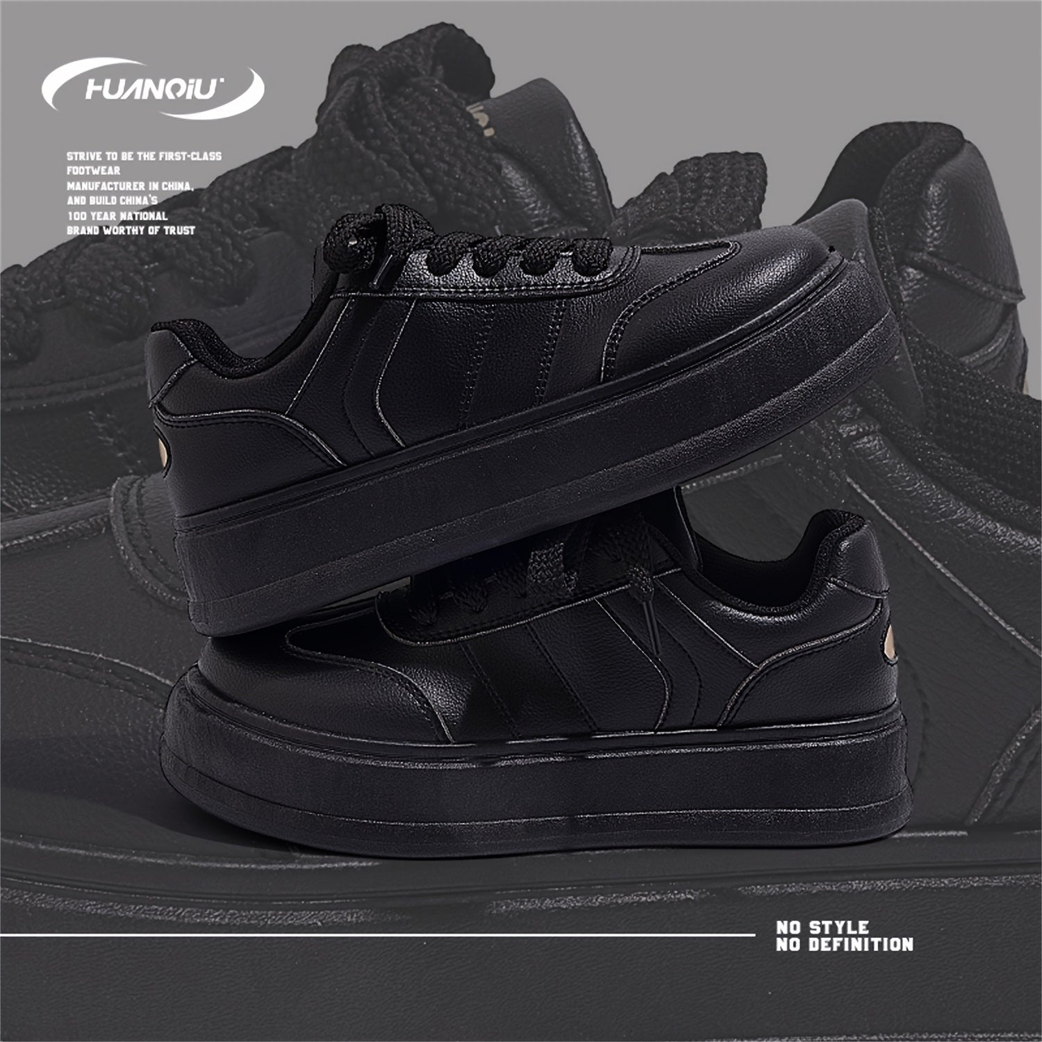 HUANQIU Women's Thick Sole Lace-up Skate Shoes Comfortable Sports Sneakers