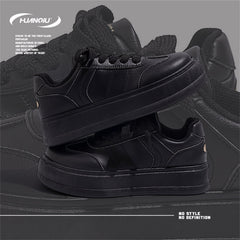 HUANQIU Women's Thick Sole Lace-up Skate Shoes Comfortable Sports Sneakers
