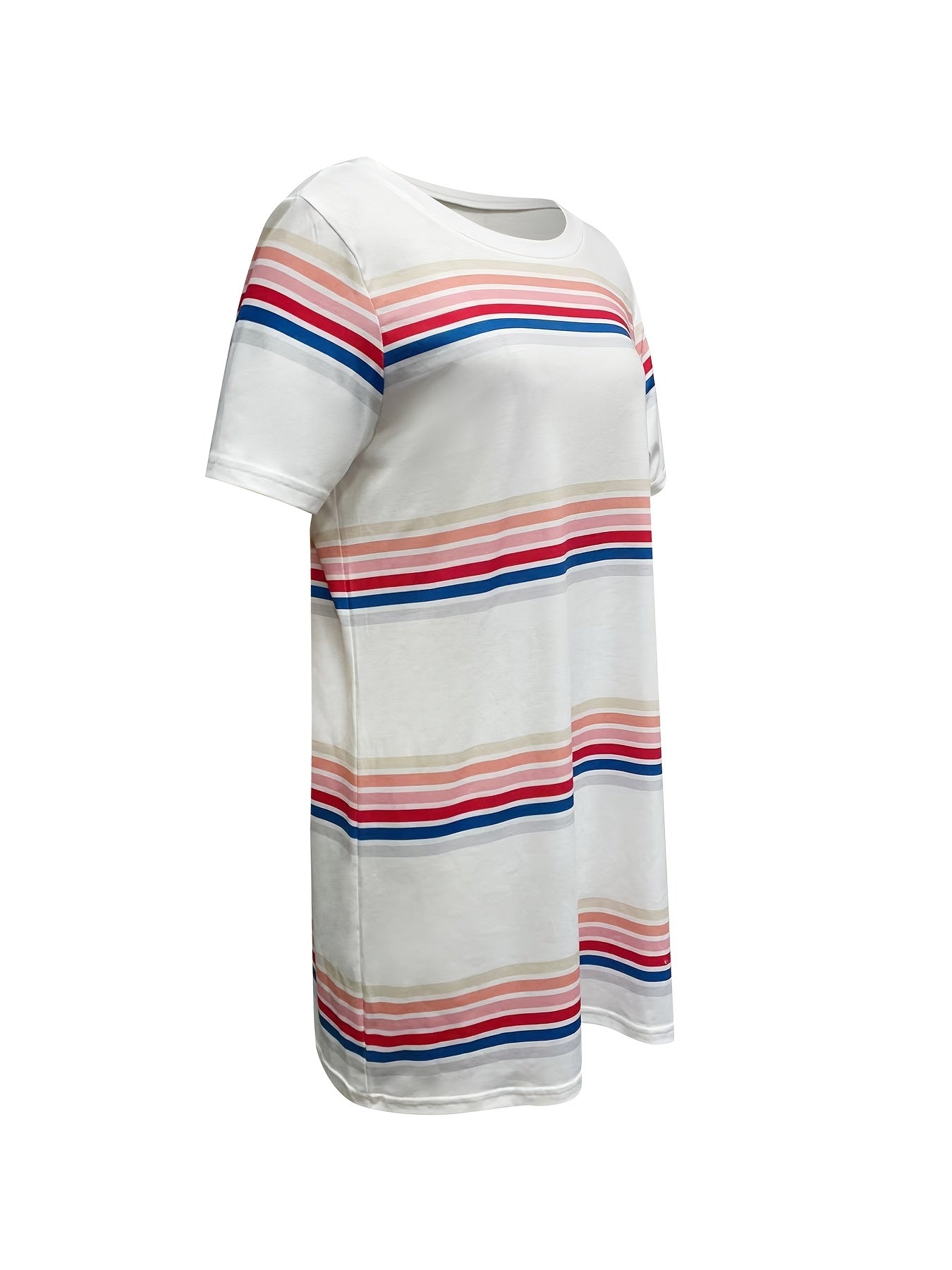 Stripe Print Short Sleeve Tee Dress