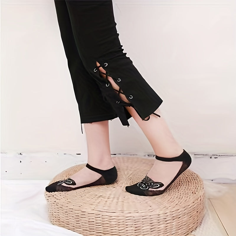 Butterfly Pattern Sheer Ankle Socks Women's Stockings