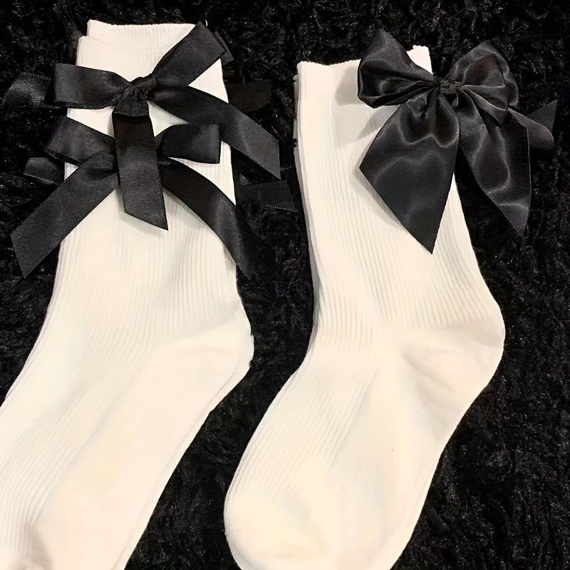 Girls Bowknot Stockings Crew Socks
