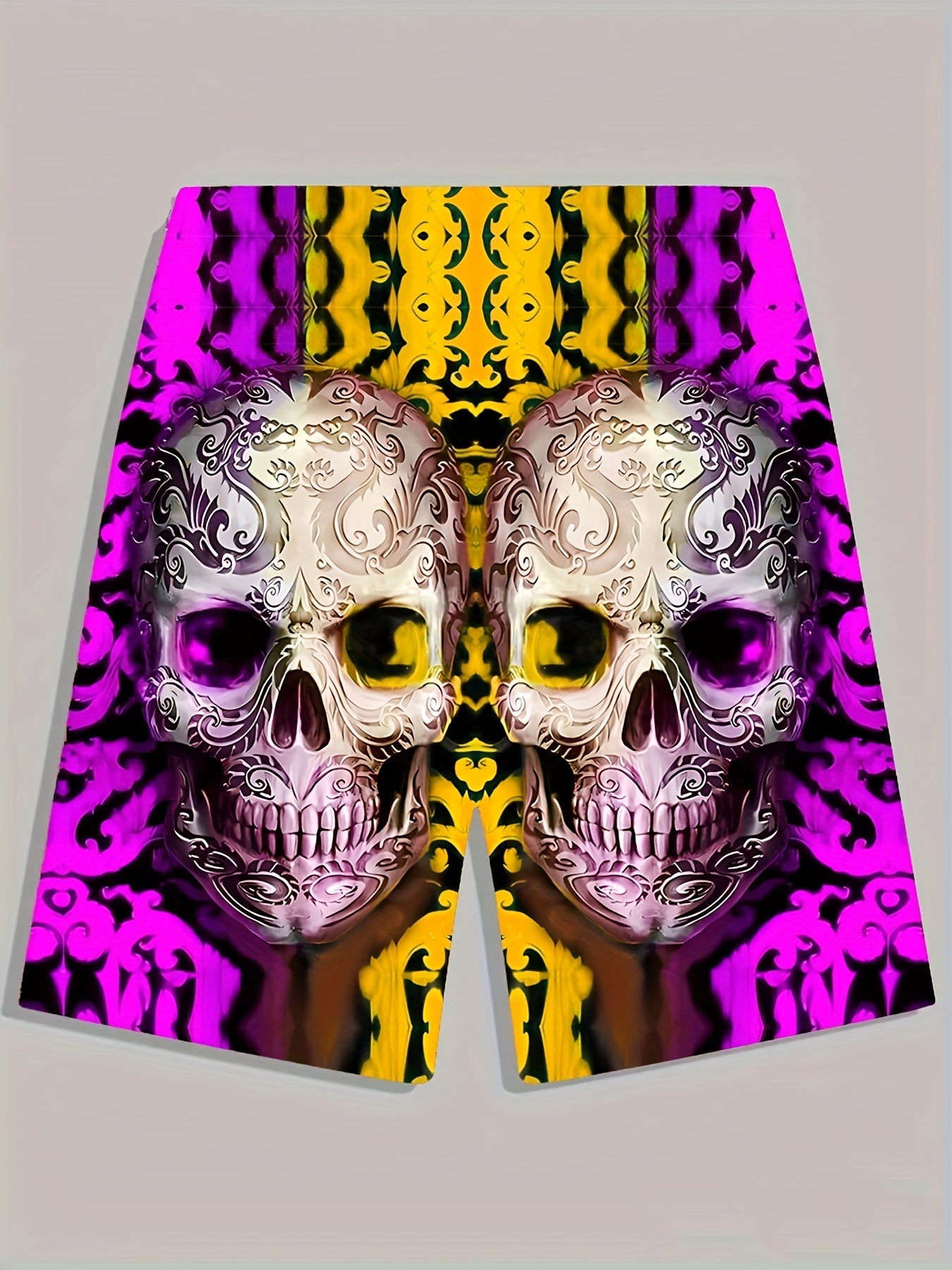 Men's 3D Skull Graphic Cotton Shorts Comfy Stretchy Short Pants