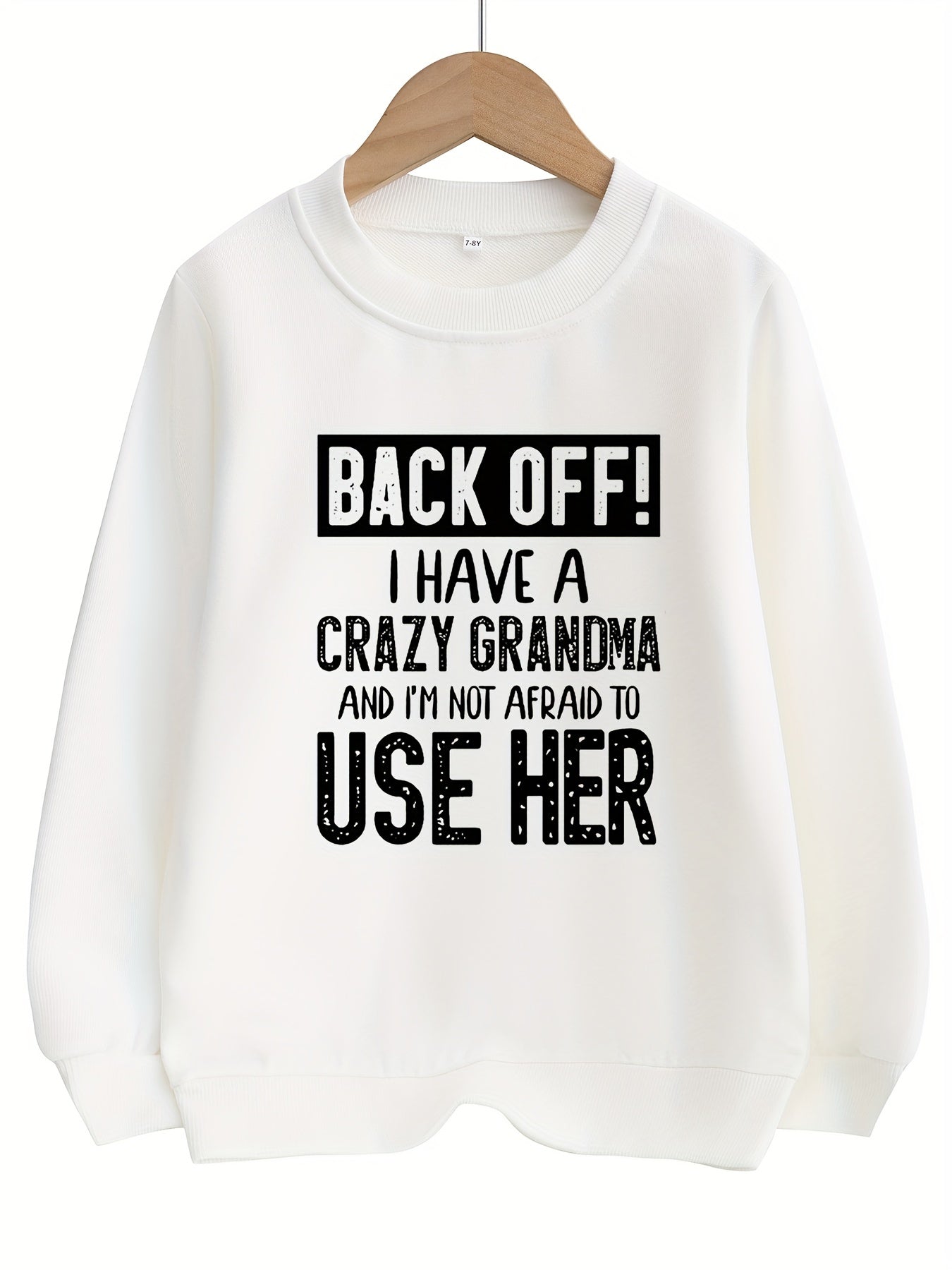 Girls Crazy Grandma Letter Graphic Crew Neck Sweatshirt Top